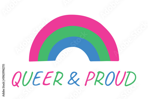 Colorful rainbow shape Polysexual pride flag Happy pride day LGBTQIA community Pride Month Vector hand drawn doodle for posters, stickers, logo, cards