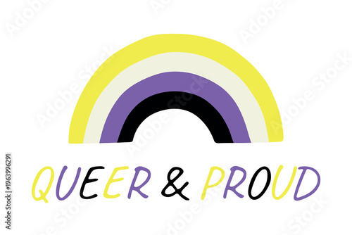 Colorful rainbow shape Non-binary pride flag Happy pride day LGBTQIA community Pride Month Vector hand drawn doodle for posters, stickers, logo, cards