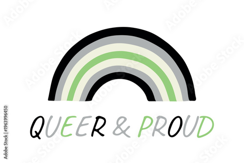 Colorful rainbow shape Agender pride flag Happy pride day LGBTQIA community Pride Month Vector hand drawn doodle for posters, stickers, logo, cards