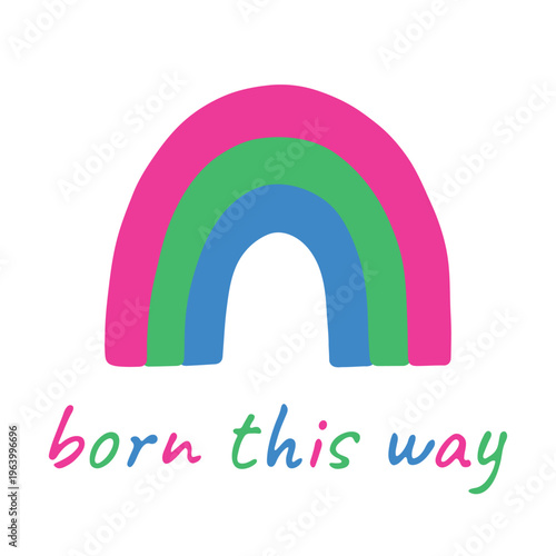 Colorful rainbow shape Polysexual pride flag Happy pride day LGBTQIA community Pride Month Vector hand drawn doodle for posters, stickers, logo, cards