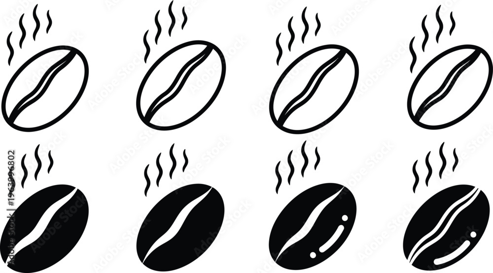 Fototapeta premium Steaming coffee beans illustration