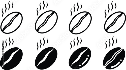 Steaming coffee beans illustration