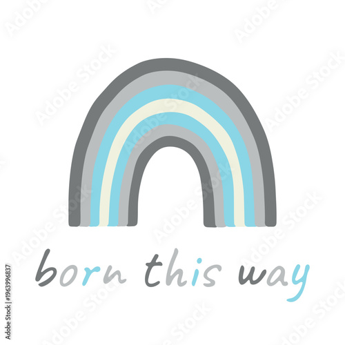 Colorful rainbow shape Demiboy pride flag Happy pride day LGBTQIA community Pride Month Vector hand drawn doodle for posters, stickers, logo, cards