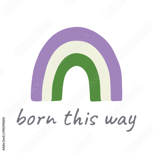 Colorful rainbow shape Genderqueer pride flag Happy pride day LGBTQIA community Pride Month Vector hand drawn doodle for posters, stickers, logo, cards