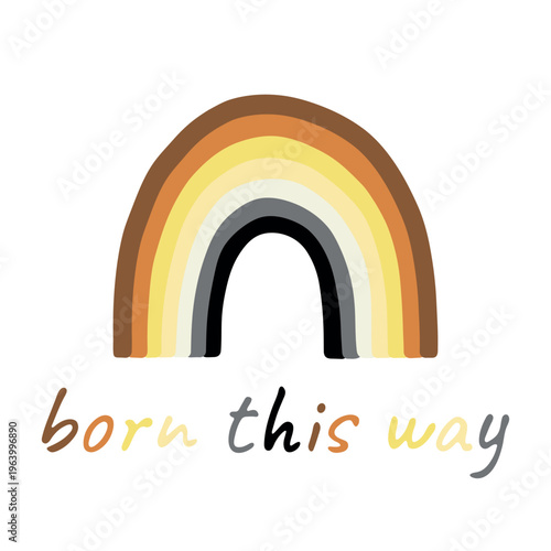 Colorful rainbow shape Bear brotherhood pride flag Happy pride day LGBTQIA community Pride Month Vector hand drawn doodle for posters, stickers, logo, cards