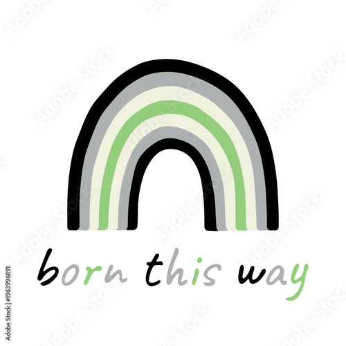 Colorful rainbow shape Agender pride flag Happy pride day LGBTQIA community Pride Month Vector hand drawn doodle for posters, stickers, logo, cards