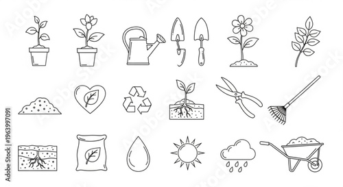 Gardening tools set vector illustration icon design collection