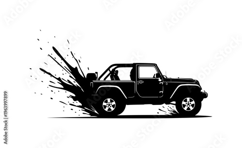 Dynamic Off-Road Jeep Action Vector Illustration