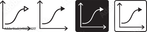 Set of sigmoid curve graph icons representing growth and progress ideal for business analytics and scientific data visualization
