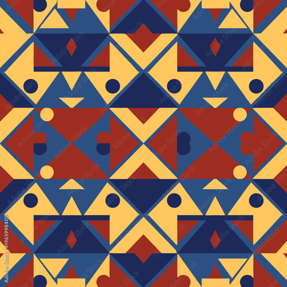 Fototapeta premium Geometric pattern in bold colors, modern design, artistic composition, abstract shapes with copy space 