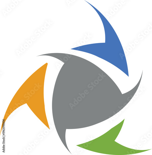 Abstract colorful triangle logo with connected people figures, community unity, group partnership, team social network, cooperation, dynamic synergy, cycle, leadership