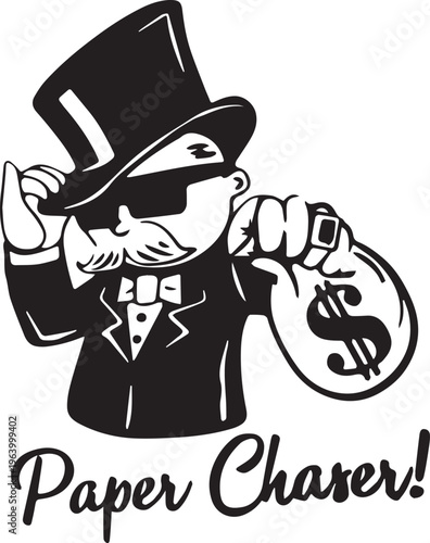 Rich Businessman Mascot Holding Money Bag Capitalist Vector