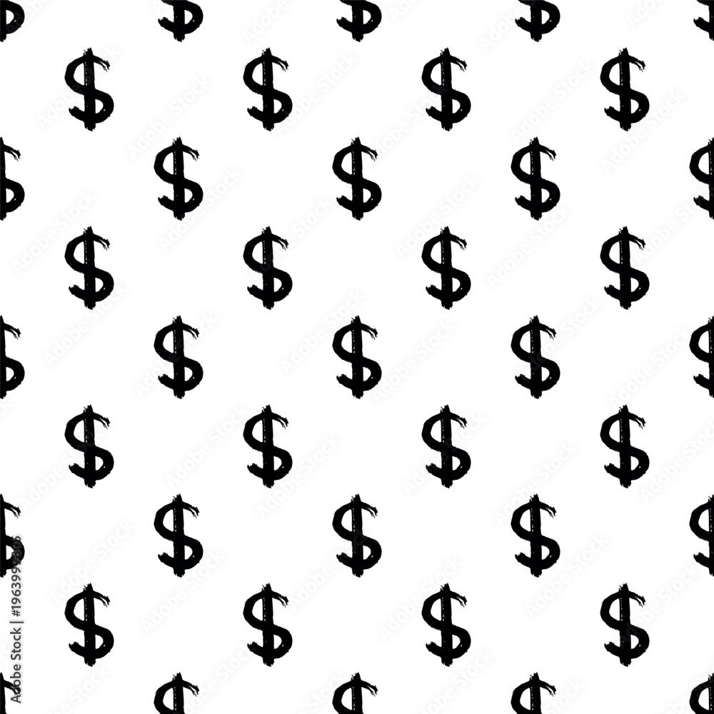Fototapeta premium Seamless pattern with dollar currency symbol for decorative print, wrapping paper, greeting cards, wallpaper and fabric