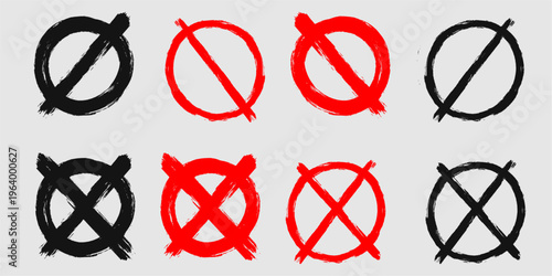 Not allowed symbol brush vector for edgy warning signs. Ideal for symbolizing raw urban rejections, grunge stops, and messy negative rules.