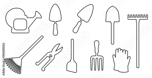 Gardening tools and equipment illustrations