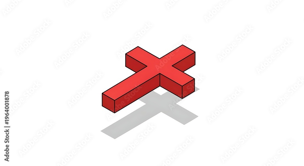 Obraz premium Isometric red cross on white background