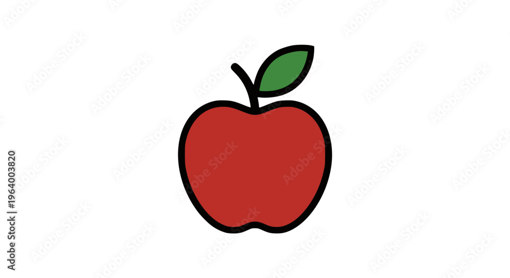 Fototapeta premium Apple Icon Set – Minimal Line Art and Color Fruit Collection (Outline & Filled)