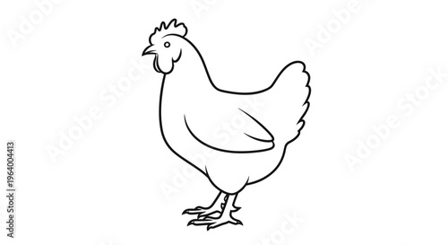 Simple Line Drawing of Chicken.