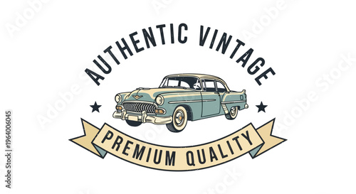 Authentic vintage premium quality classic car vector emblem, perfect for retro design projects and apparel