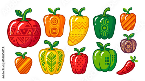 Colorful bell peppers and chili.