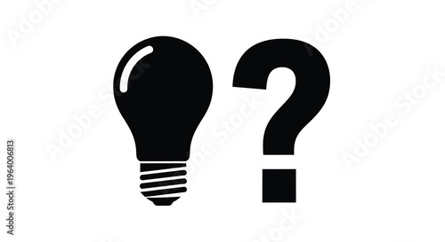 A simple graphic depicts a lightbulb alongside a question mark visually representing problem solving and ideas high quality professional detailed modern