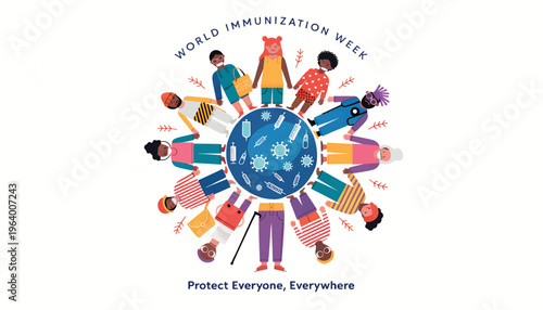 World Immunization Week Protect Everyone Everywhere Global Vaccine Awareness.eps