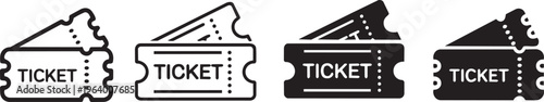 Ticket icon. Simple ticket illustration. Cinema, theatre, concert or event pass symbol isolated.