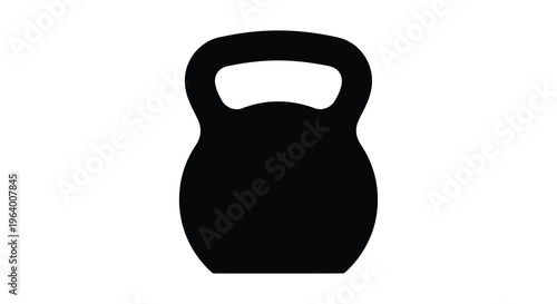 A stark black silhouette depicts a kettlebell a common piece of fitness equipment used for strength training high quality professional detailed