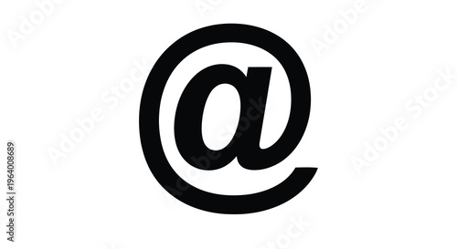 A minimalist black and white graphic depicts the at symbol commonly used in email addresses and digital communication high quality professional