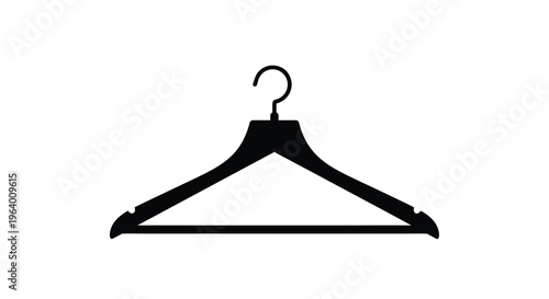 A stark black silhouette of a wooden clothes hanger is prominently displayed against a clean white background high quality professional detailed