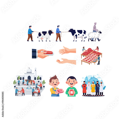 Eid al-Adha Islamic Sacrifice and Community Celebration Set