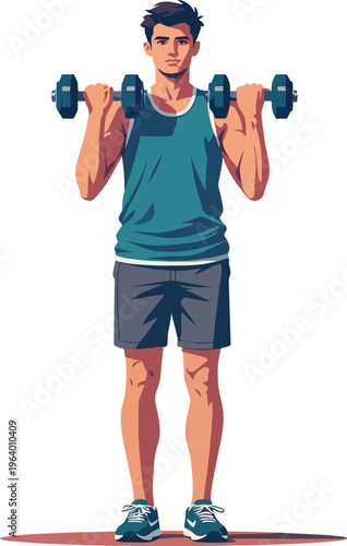 uomo  in palestra alzano pesi per esercizio fisico e muscoli vettoriale