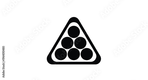 A black and white image depicts a triangular rack of billiard balls commonly used in pool games high quality professional detailed