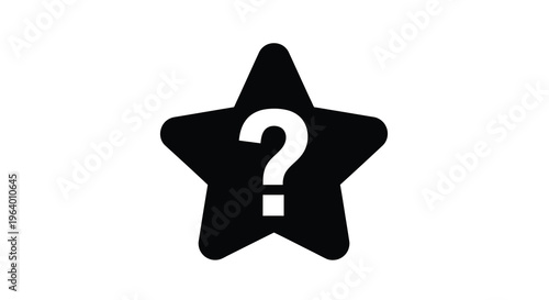 A black five pointed star contains a white question mark suggesting mystery or an unknown element high quality professional detailed modern
