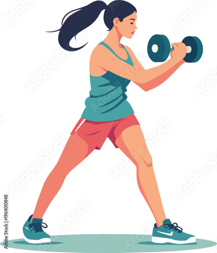  donna in palestra alzano pesi per esercizio fisico e muscoli vettoriale