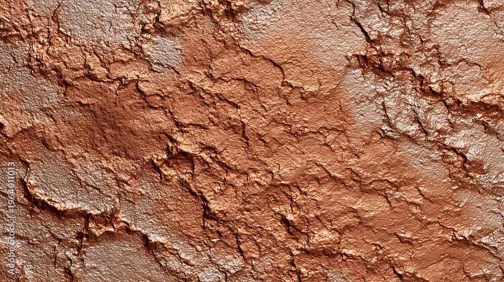 Fototapeta premium Rough Copper Metallic Texture Background with Abstract Cracks and Iridescent Sheen, Industrial Grunge Material Surface for Design