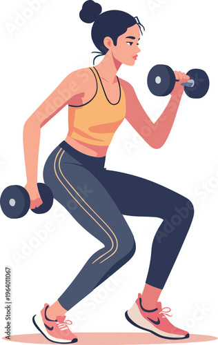   donna in palestra alzano pesi per esercizio fisico e muscoli vettoriale