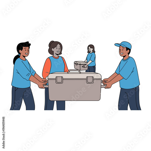 Eid al-Adha Family Carrying Large Luggage Together for Travel