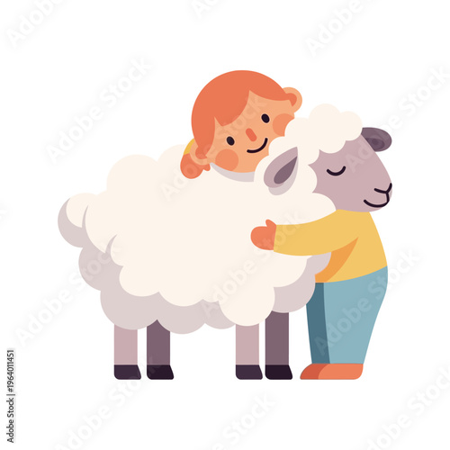 Sweet Child Embraces Sheep for Eid al-Adha Celebration, Symbolizing Sacrifice and Love