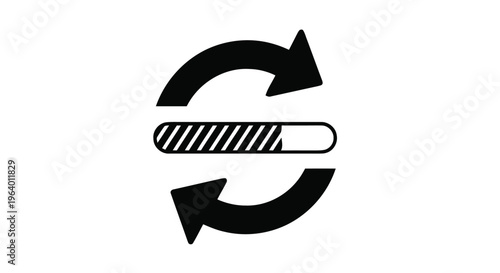 Vector illustration of loading progress bar icon with circular arrows
