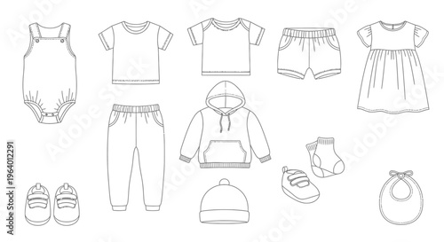 Baby clothes and accessories laid out 8.