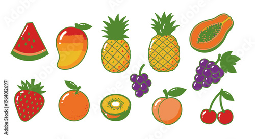 Colorful illustration of various fruits.