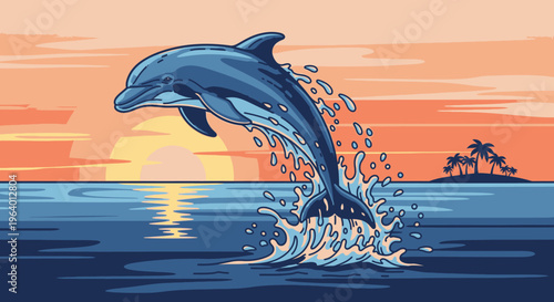 Dolphin jumping out of water.