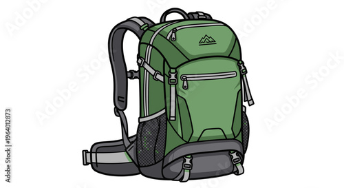 Green hiking backpack with black straps 1.