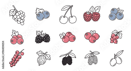 Various types of fruit icons.
