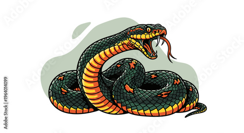 Venomous Snake with Open Mouth.