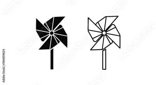 Vector illustration of pinwheel toy icon set, simple style