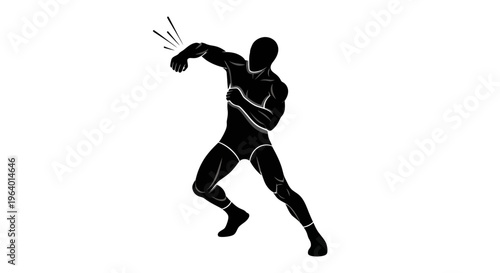 Silhouette of a determined boxer throwing a powerful punch in a dynamic, action-packed pose