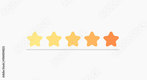 Five star rating icon featuring a warm gradient from yellow to orange, symbolizing customer satisfaction, product quality assessment, or user feedback in digital interfaces