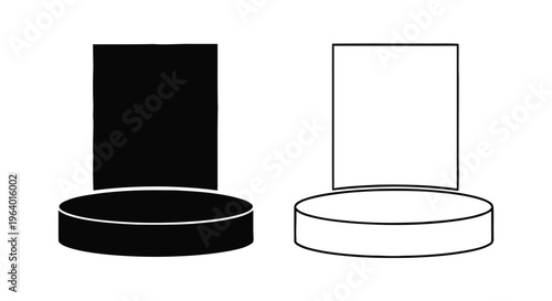 Vector illustration of two simple podium icons, one solid black and one outline style